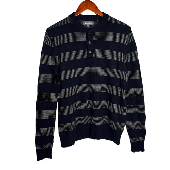 Bonobos‎ merino wool sweater striped blue medium - Picture 1 of 4